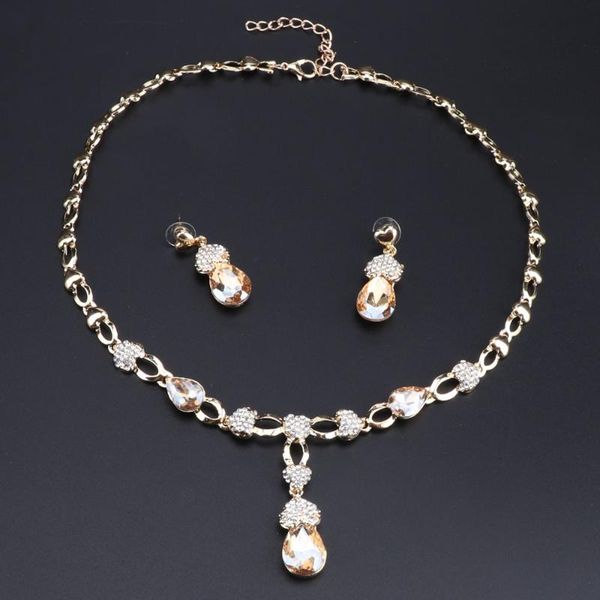

earrings & necklace oeoeos african wedding jewelry set gold color women dress accessories crystal sets, Silver
