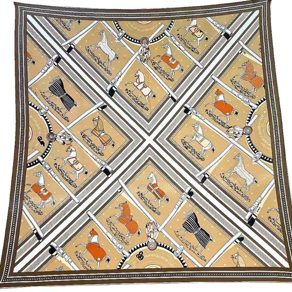 

scarves 2021 shawls scarf manual crimping wraps women winter striped plaid war horse print 130cm large square bandana, Blue;gray