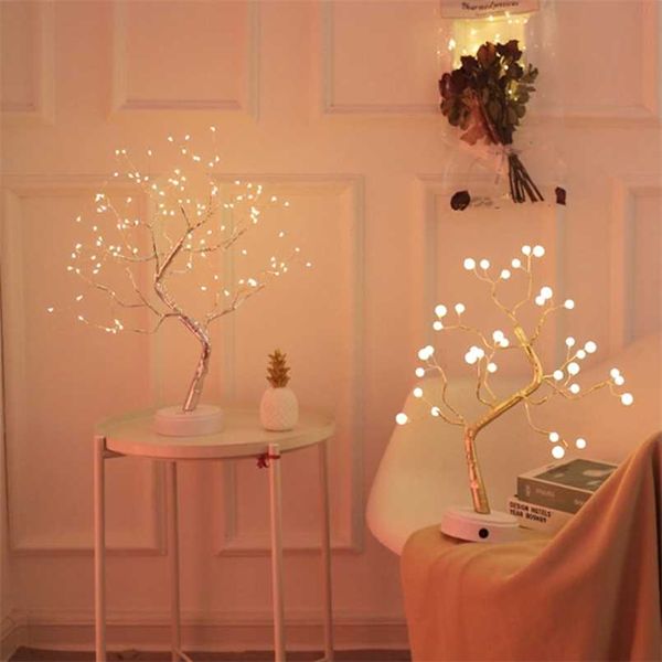 LED Fairy Night Light Рождественская елка орнамент настольный лампа аккумулятор USB эксплуатарированные украшения для дома Navidad Xmas подарок 211019