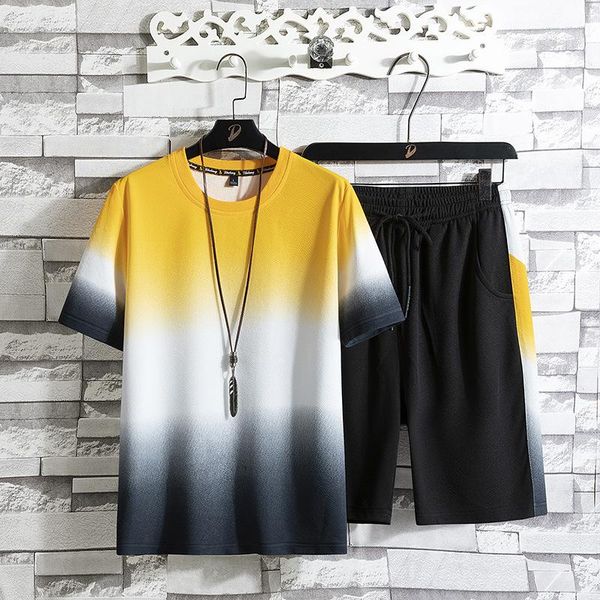 

men's tracksuits 2021 summer shopping leisure short sleeve sports suit handsome and comfortable t-shirt youth fashion trend two-piece s, Gray