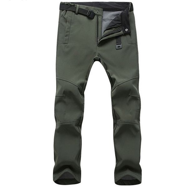 Esticar calças impermeáveis ​​homens homens inverno espesso quente lã tubarão calças de pele masculino sweetpants calças táticas mens 211112