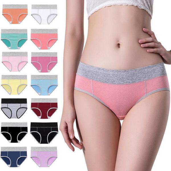 

women's panties 2021 high waist wide elastic waistband fashionable women underwear stretch cotton soft breathable, Black;pink