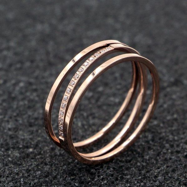 

cluster rings classic style three-dimensional cross diagonal hand-embellished zircon ring 316 stainless steel woman jewelry, Golden;silver