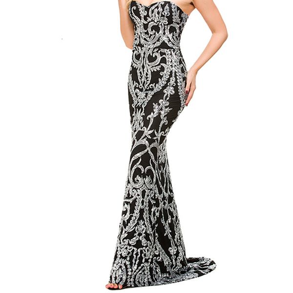 

2021 new robe de soiree longue sequins strapless beads formal long evening es prom party gowns bsg7, Black;red