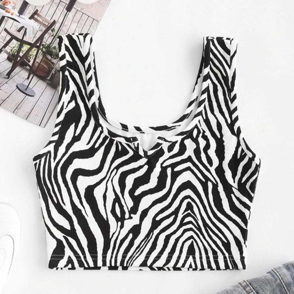 

women leopard vest crop fashion sleeveless women crop tank camisole casual club party slim cropped, Black;white