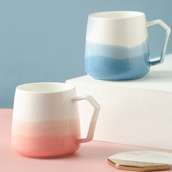 

mugs rhe 280ml 400ml pink blue ceramic mug milk coffee cup with handle tea wooden pallet set holiday gift