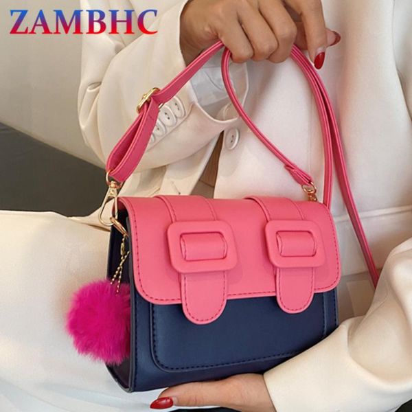 

evening bags 2 size fashion women's mini cambridge bag contrast color pu leather shoulder for women designer lady party sac