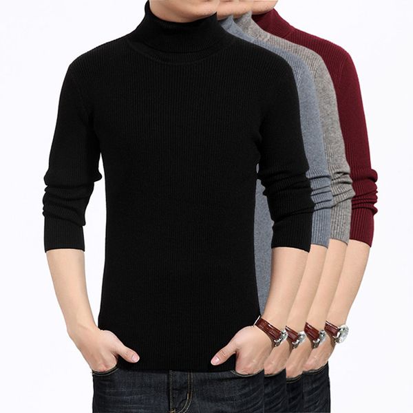 

mens autumn and winter new high collar sweater solid color twist turtleneck warm male sweater, White;black