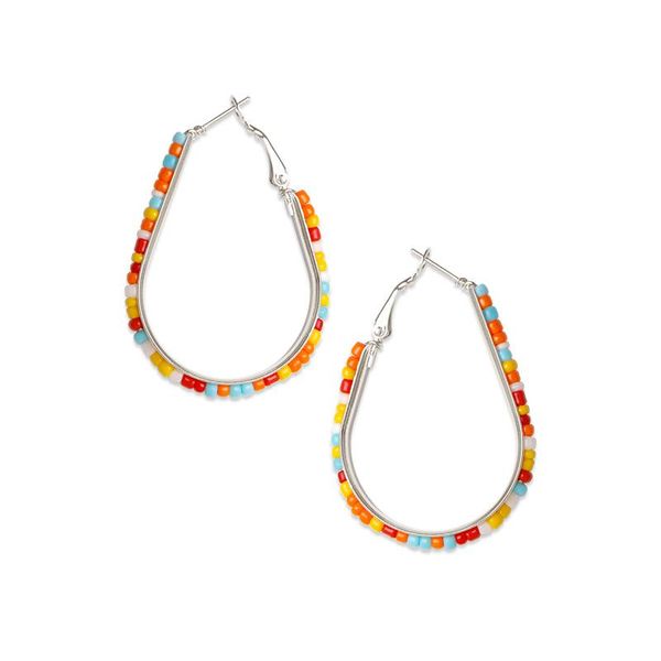 

hoop & huggie hgflyxu rainbow beads square earring for women gold and silver color colorful bohemia hoops party jewelry gift 2021, Golden;silver