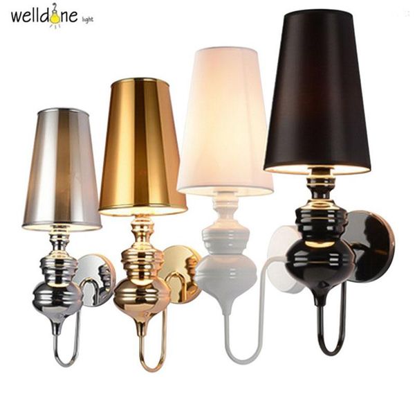

modern brief reading bedroom study white/black/gold wall lights creative bedside living room wall lamps