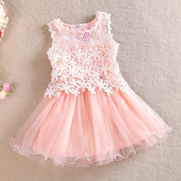 

girl's dresses girls lace casual dress summer kids princess costume elegant baby sleeveless party clothes for little 2-7y, Red;yellow
