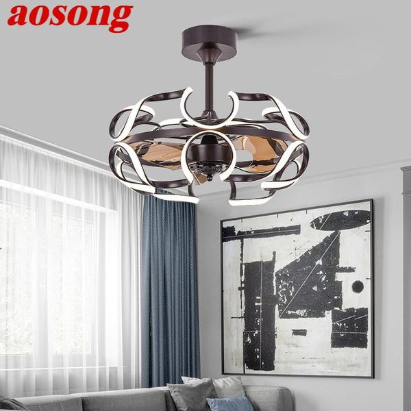 

electric fans aosong ceiling fan with light and control coffee invert lighting modern decorative for home dining room bedroom restaurant