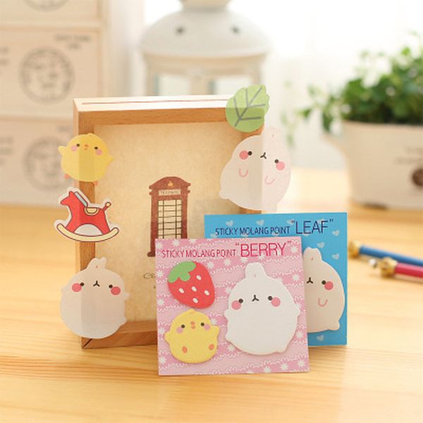 

1pcs rabbit sticky notes kawaii vellen nice stationery novelty memo pad student planner stickers office school supplies, Purple;pink