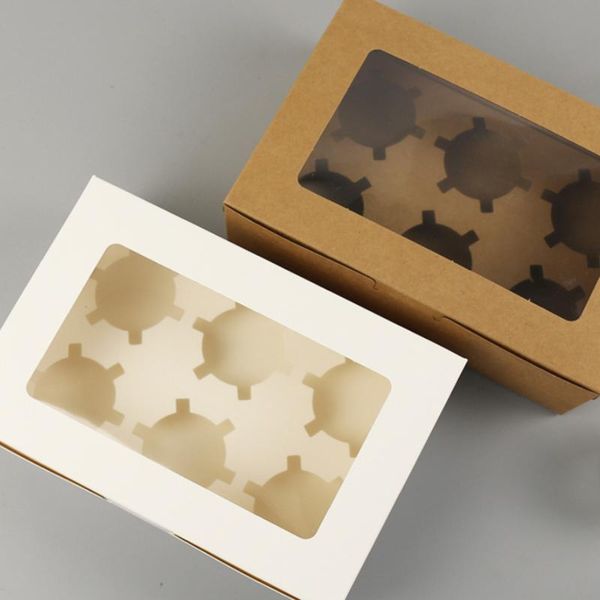 

gift wrap clear windowed cupcake boxes with removable tray for 6 cups cake cookie party christmas food kitchen accessories