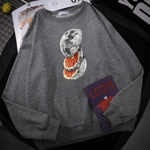 

men's hoodies & sweatshirts planet fruit orange slices prints male hip hop fleece autumn oversize hoodie casual loose sportswears unise, Black