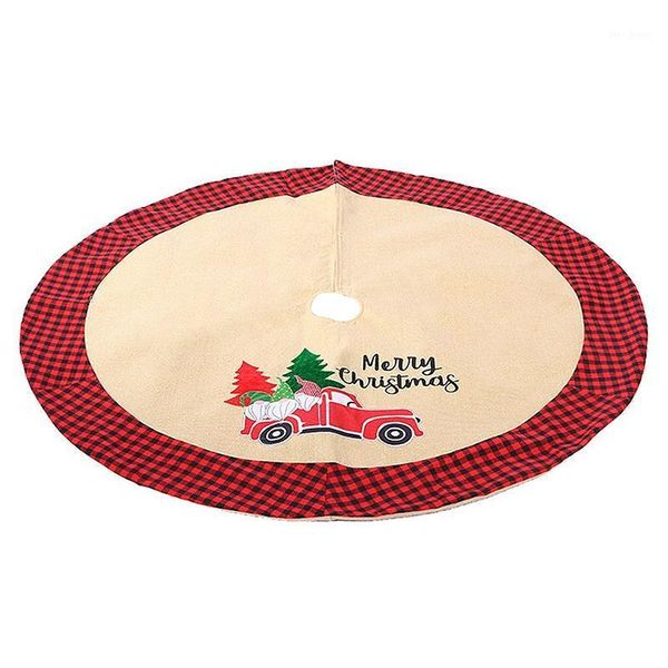 

christmas decorations 1 pcs tree skirt red and black trim car pattern xmas holiday