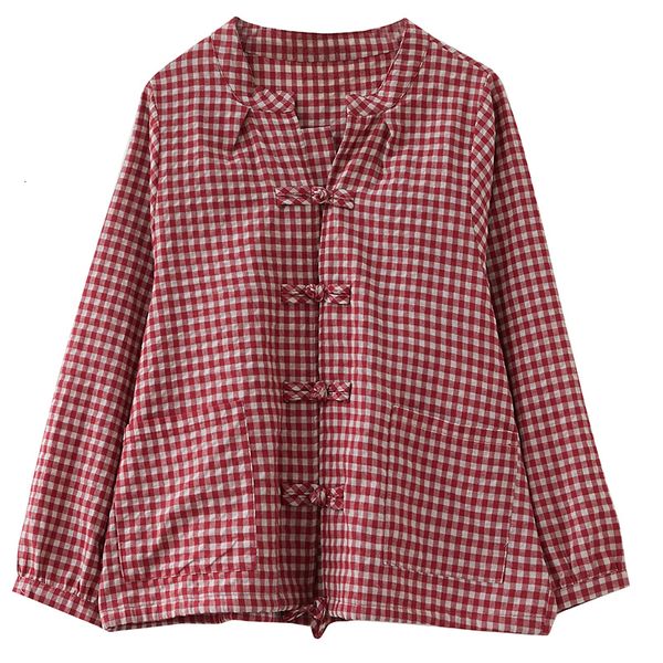 

2021 new autumn plus-size female retro chess of cotton and linen long goal toad jumper jacket h00187 61ta, Black;brown