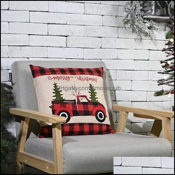 Bedding Suprimentos Têxteis Home Gardenchristmas Decorações Ers Buffalo Manta Throw Travesseiro Caso de Natal Árvore Vermelho Caminhão Almofada ER ZZE8942