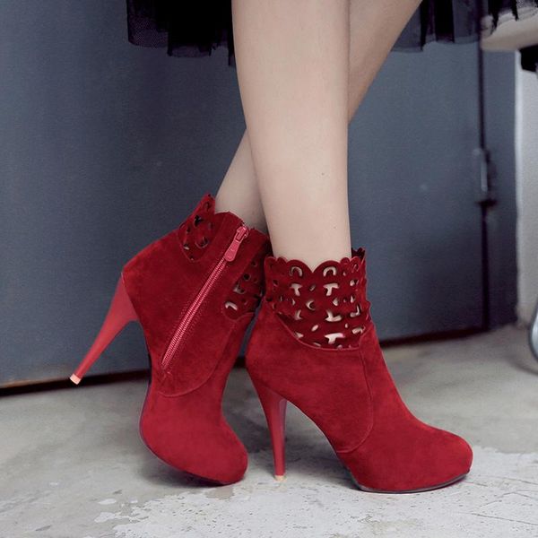 

boots 2021 autumn and winter super high heels women's thin hollow fashion, Black