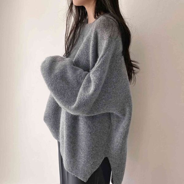

women's sweaters korean style casual warm women sweater pullover solid knitted long sleeve loose knitwear female autumn winter gxvp, White;black