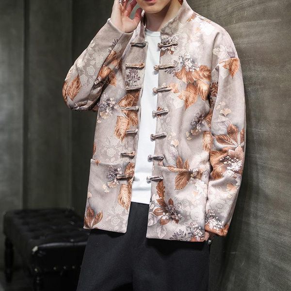 

mrgoldenbowl men's casual chinese style vintage jacket man 2021 autumn new fashion coat classic winter oversize male clothing, Black;brown