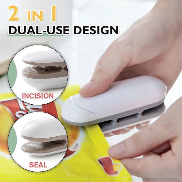

2 In 1 Mini Portable Sealing Machine Kitchen Tool Packaging Vacuum Plastic Bag Heat Sealing Machine Closing Capper