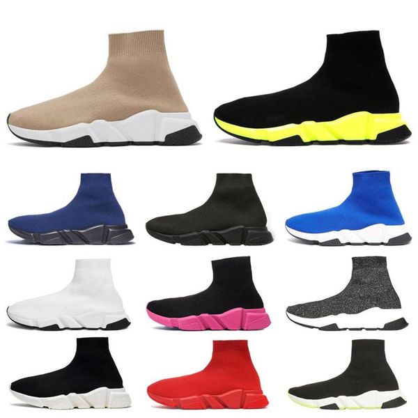 

men women speed trainer casual sock shoes triple black red beige black blue pink mens trainers sports sneakers 36-45