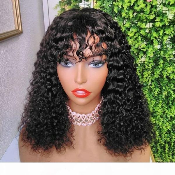 

curly 4by4 closure wig short wigs virgin human hair for black women 130% 150% 180%density remy preplucked baby hair light bleached knots, Black;brown