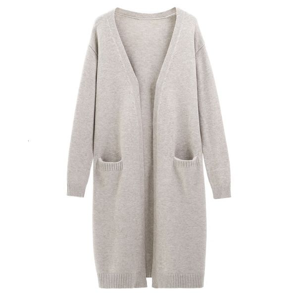 

in the long section of women's knitted cardigan and spring new loose wild long-sleeved sweater was thin solid jacket mam8, White;black