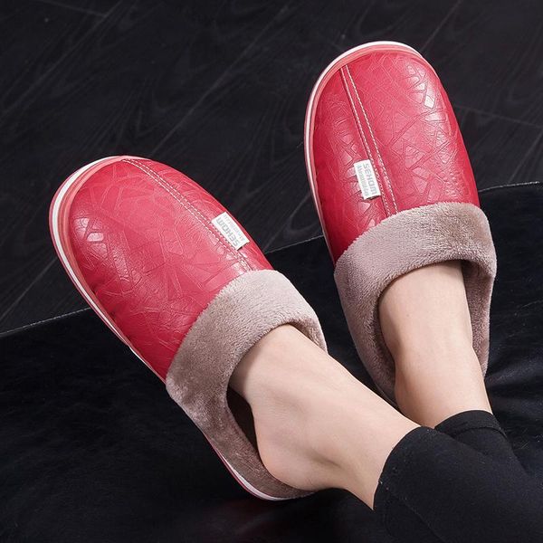 

slippers puimentiua winter 2021 couple warm flat comfort bedroom shoes women home indoor short plush slipper, Black