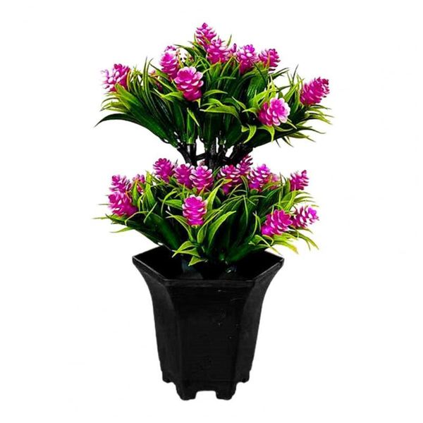 

1 set artificial flower multi-color realistic simulation bouquet fake plants potted for table desk decoration