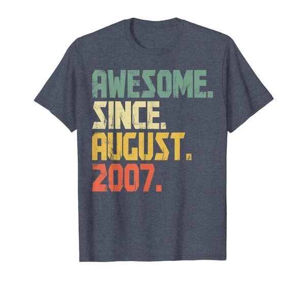 

awesome since august 2007 t-shirt- 12 years old gifts shirt, White;black