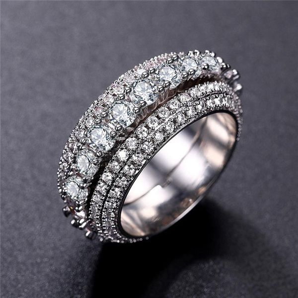 

full set diamond ring, simple and fashionable, exquisite technology, fashionable and luxurious ring, Slivery;golden