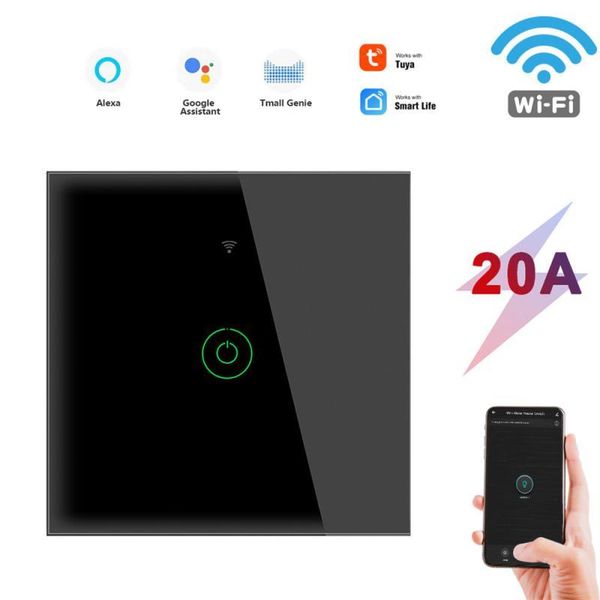

smart home control tuya wifi touch switch eu 20a 100-240v life wall button light works with alexa google