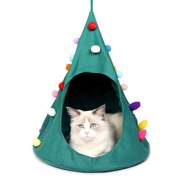 

cat beds & furniture christmas dog cats bed house soft nest tree shape pet cave litter tent supplies cone