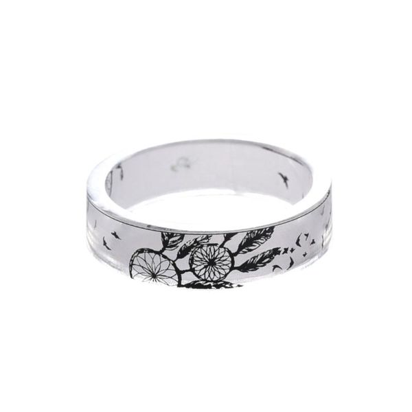 

wedding rings handmade inspire resin ring with dandelion and bird inside transparent white black for women chrismtas gift, Slivery;golden