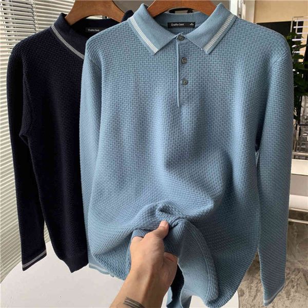 

men's sweaters male polo shirt, long sleeve, lapel casual, loose, color contrast tu20, White;black