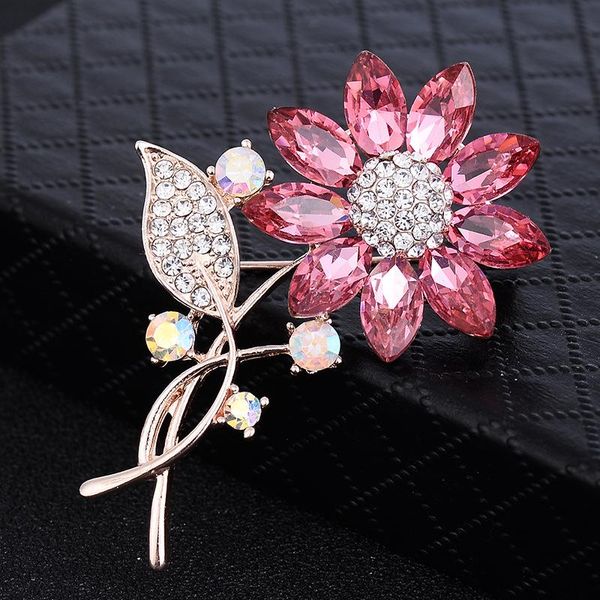 

pins, brooches 2021 lucky pink enamel flower female hijab pin corsage brooch for women wedding dress badge accessories jewelry, Gray