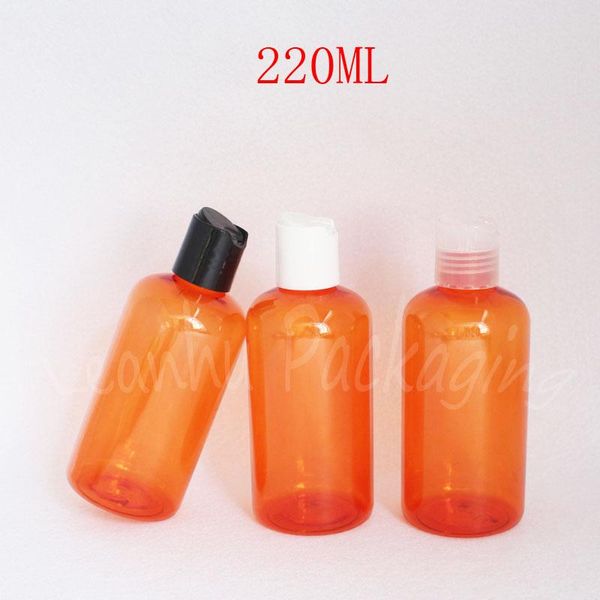 

storage bottles & jars 220ml orange plastic bottle disc cap , 220cc lotion / shampoo packaging empty cosmetic container ( 24 pc/lot )
