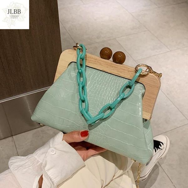 

fashion clip shell women shoulder bags designer acrylic chains handbags luxury alligator pu leather crossbody bag lady clutches