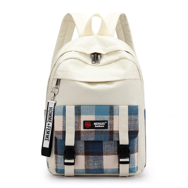 

2020 new fashion canvas plaid school bag large capacity for leisure girls junior high high school and college student backpack