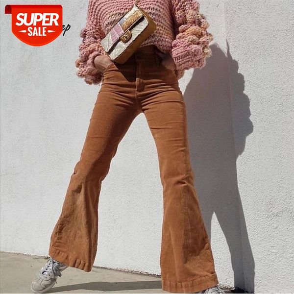 

weekeep harajuku brown corduroy pants women high waist streetwear flare pants joggers casual solid trousers vintage capris femme #kl6d, Black;white