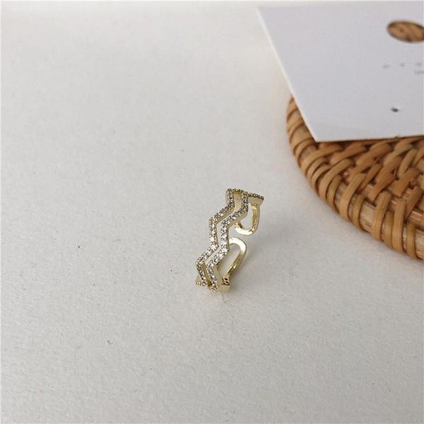 

cluster rings 2021 fashion double-layer wave openning metal trendy fairy elegant korea style party jewelry gift for girls, Golden;silver