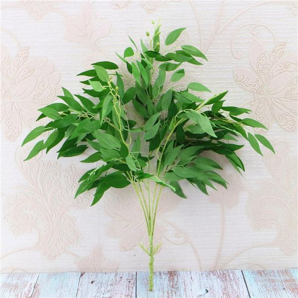 

5 fork simulation willow leaves home decoration artificial plants party decoration supplies for living room(green)