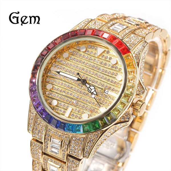 

fashion hip hop men's large dial personalized quartz watch new color diamond butterfly double button watch, Silver