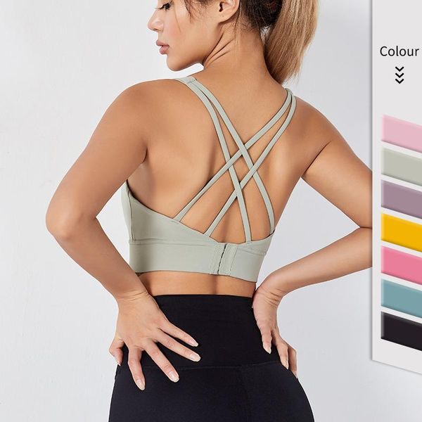 

yoga outfit women sports bra push up crop female fitness gym proof gathering high-intensity running underwear