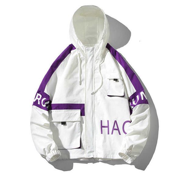 

men's jackets hip hop mens hooded windbreaker autumn casual vintage color block loose track bomber jacket coats streetwear hiphop 7jrf, Black;brown