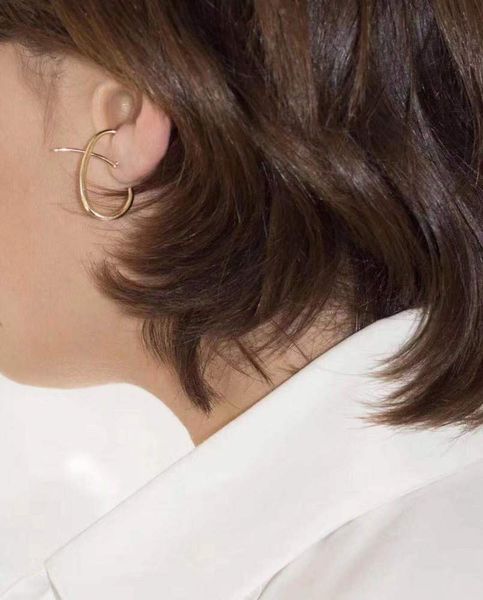 

hbp fashion personality cool wind curved arc metal gold texture cross earrings for women, Silver