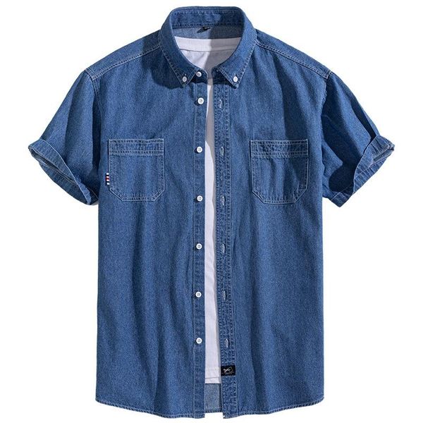 

men's casual shirts men denim shirt summer short sleeve breathable comfortable blue for camisa masculina, White;black