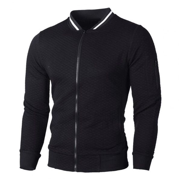 

men's jackets men coat contrast colors stand collar cardigan autumn jacket for daily wear, Black;brown